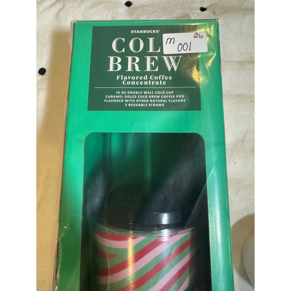 Starbucks Cold Brew Gift Set 16oz Double Wall Cup Caramel Dolce Pod 3 Straws - Picture 5 of 5